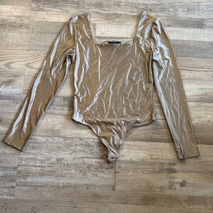 House of Harlow 960 Elegant Tan Long Sleeve Bodysuit Size S